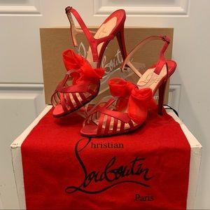 Christian Louboutin red bow heels size 6.5/7
